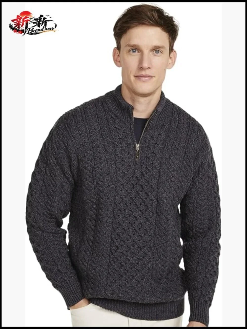 Merino Wool Half-Zip Pullover Sweater Irish Heritage